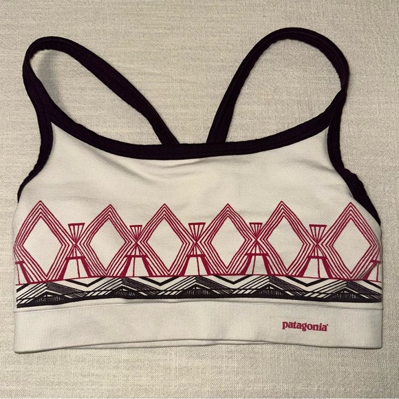 Patagonia Women's Mesh Sports Bra - White and Pink - Picture 2 of 4